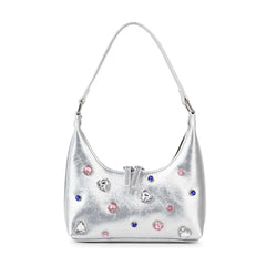 Colorful Rhinestone Accented Hobo Bag