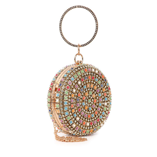 Circular Colorful Rhinestone Evening Bag