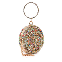 Circular Colorful Rhinestone Evening Bag