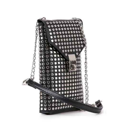 Studded Front Flap Cell Phone Crossbody