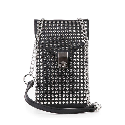 Studded Front Flap Cell Phone Crossbody