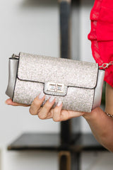 Twist Lock Rhinestone Clutch Shoulder Bag
