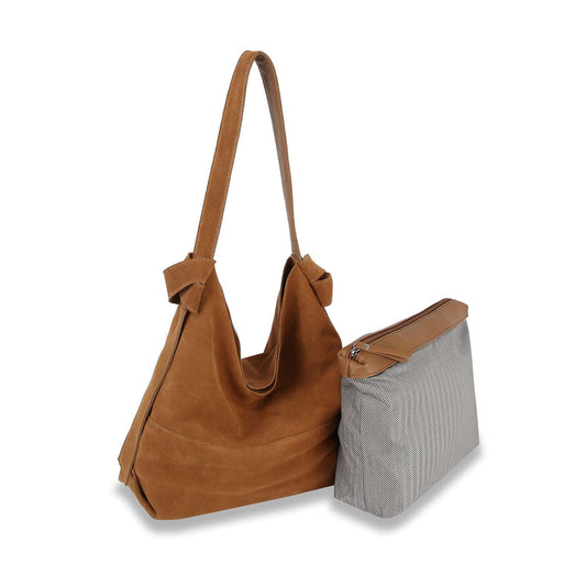 Genuine Leather Two-In-One Hobo Handbag Set
