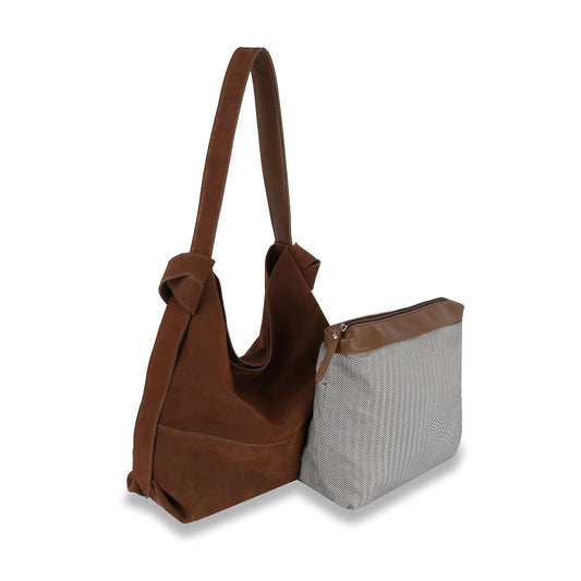 2 in 1 Genuine Leather Two-In-One Hobo Handbag Set