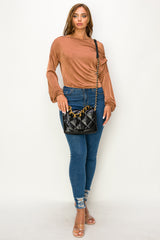 Quilted Front Flap Shoulder Bag