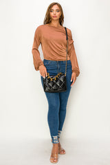Quilted Front Flap Shoulder Bag