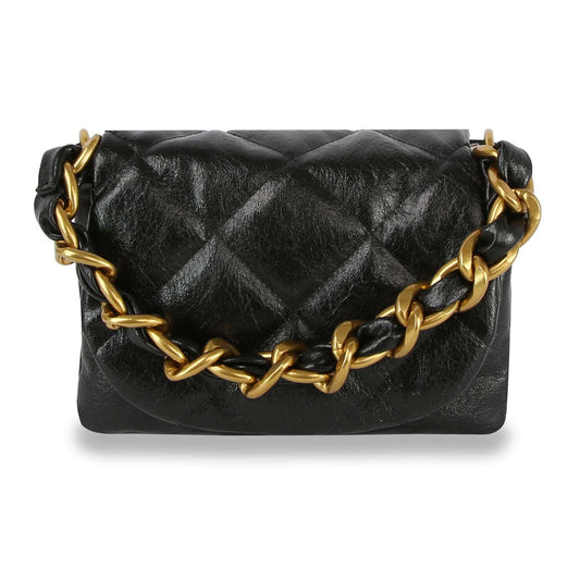 Quilted Front Flap Shoulder Bag