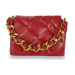 Quilted Front Flap Shoulder Bag