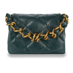 Quilted Front Flap Shoulder Bag