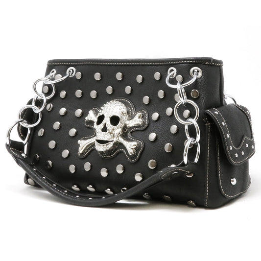 Skull Design Studded Handbag