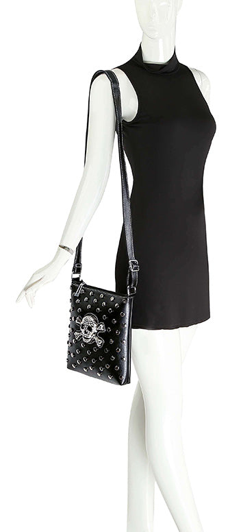 Skull Design Studded Crossbody