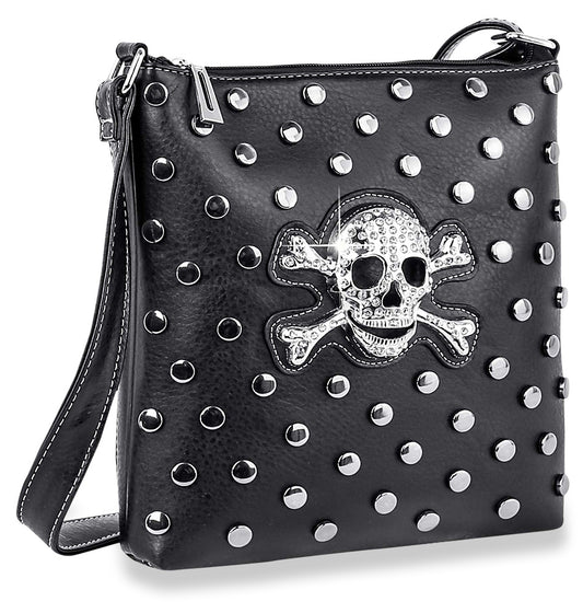 Skull Design Studded Crossbody