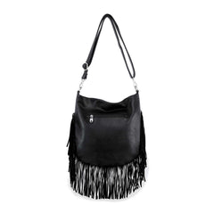 Skull Design Fringed Rhinestone Shoulder Bag