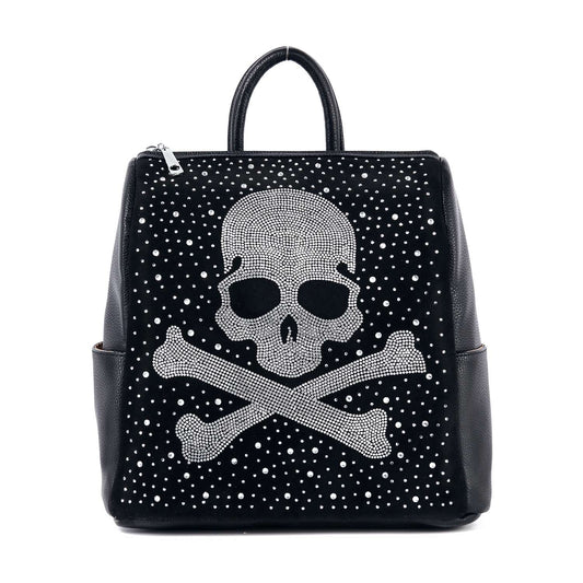 Skull Design Sparkling Rhinestone Backpack