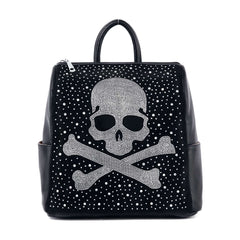 Skull Design Sparkling Rhinestone Backpack