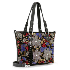 Colorful Rhinestone Patterned Tote Handbag