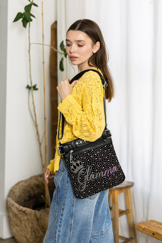 Glamma Design Rhinestone Bling Crossbody Sling