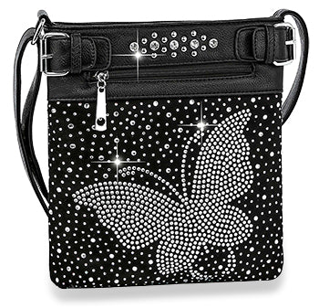 Classic Rhinestone Butterfly Crossbody