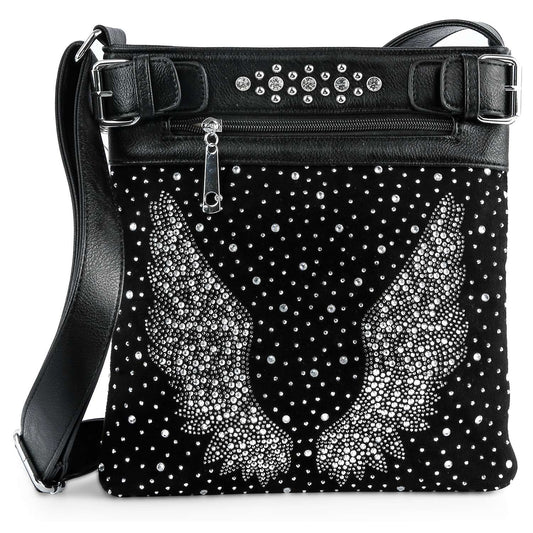 Dazzling Wings Design Rhinestone Crossbody Sling