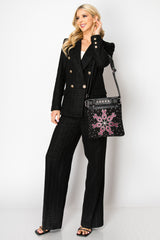 Rhinestone Bling Breast Cancer Ribbon Crossbody Sling