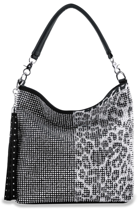 Two Tone Leopard Hobo Handbag