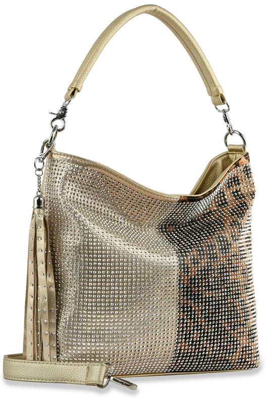 Two Tone Leopard Hobo Handbag