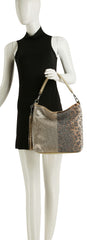 Two Tone Leopard Hobo Handbag