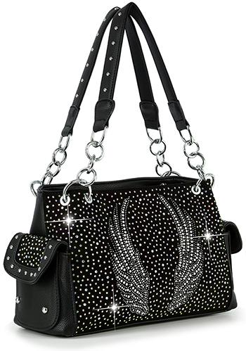 Wing Design Rhinestone Fashion Handbag