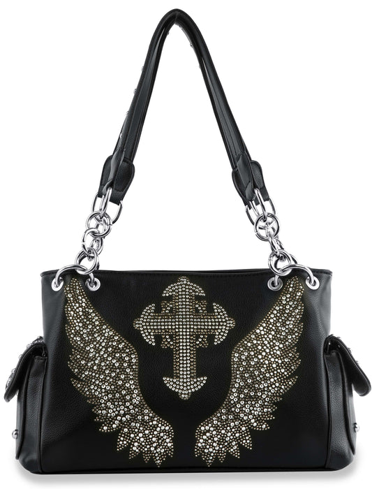 Wing Design Rhinestone Handbag