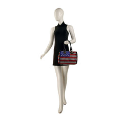 Rhinestone Flag Design Locked Satchel