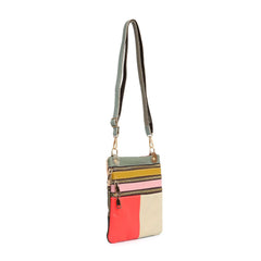 Genuine Leather Color Block Crossbody