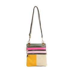 Genuine Leather Color Block Crossbody