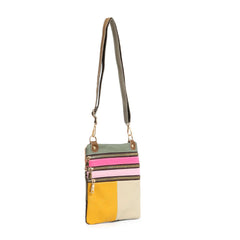 Genuine Leather Color Block Crossbody