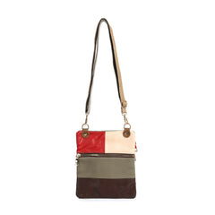 Genuine Leather Color Block Crossbody