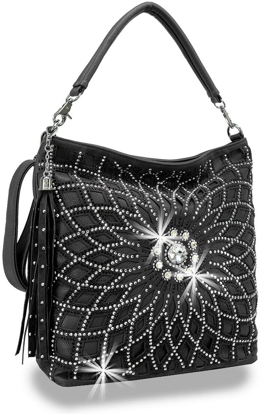 Rhinestone Sunburst Design Layered Hobo