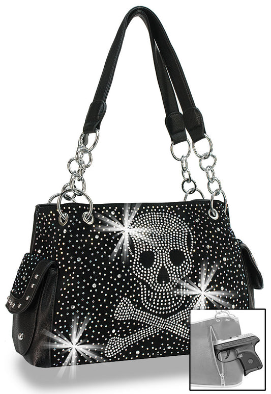 Skull Design Rhinestone Fashion Bag