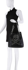 Skull Design Rhinestone Handbag Set