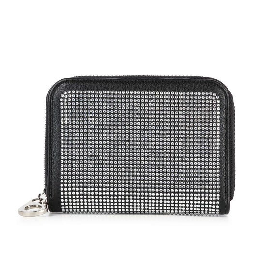 Rhinestone Design Petite Zip Around Wallet