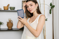 Rhinestone Design Petite Zip Around Wallet