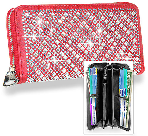 Unique Rhinestone Design Accordion Wallet