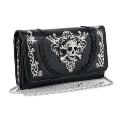 Rhinestone Skull Top Flap Wallet