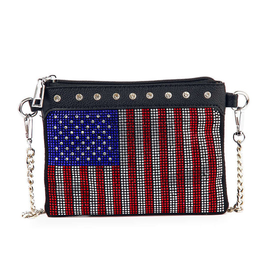 Rhinestone Flag Crossbody Sling