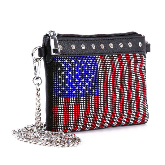 Rhinestone Flag Crossbody Sling