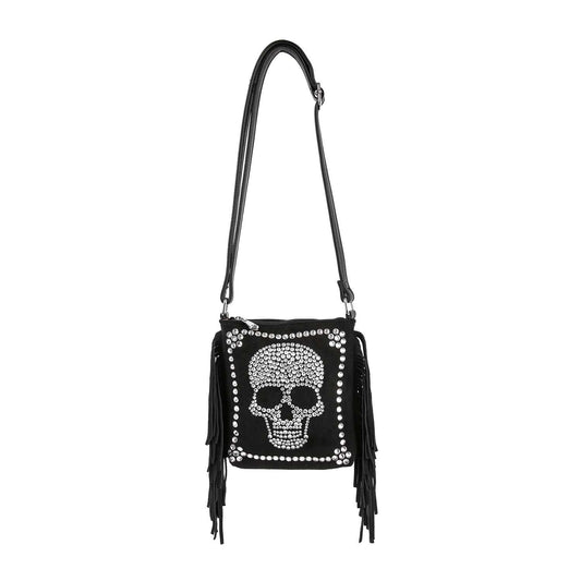 Skull Accented  Fringe Shoulder Bag