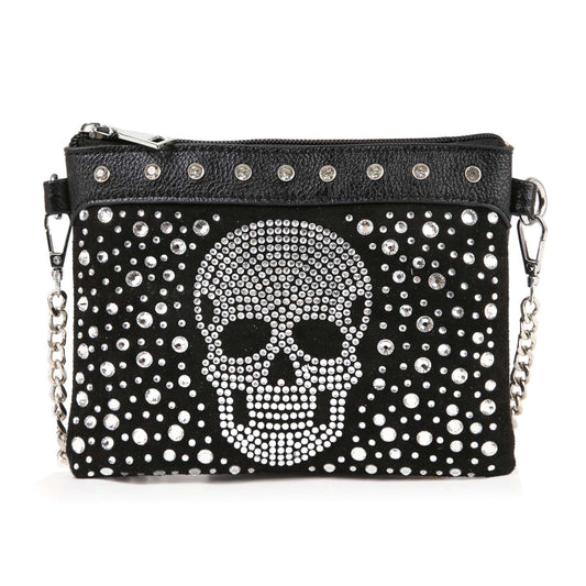 Petite Rhinestone Skull Shoulder Bag