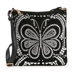 Modern Rhinestone Butterfly Patterned Crossbody Sling