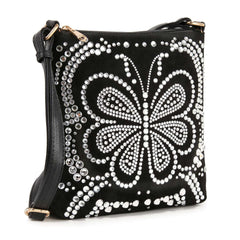 Modern Rhinestone Butterfly Patterned Crossbody Sling