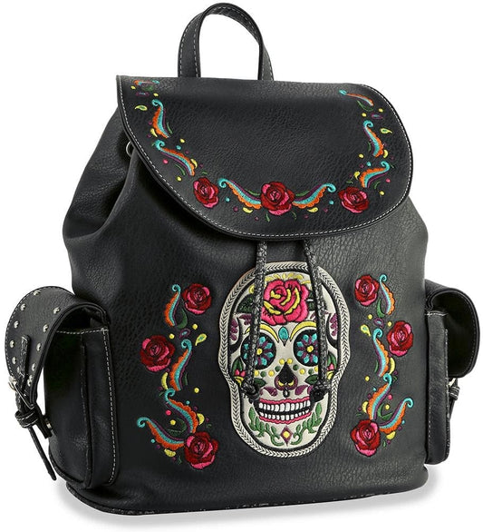 Sugar Skull Embroidered Fashion Backpack