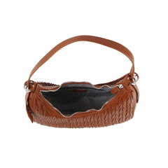 Chain detail woven design shoulder hobo bag