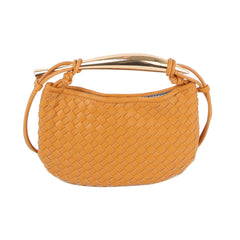 Gold handle unique flat design crossbody